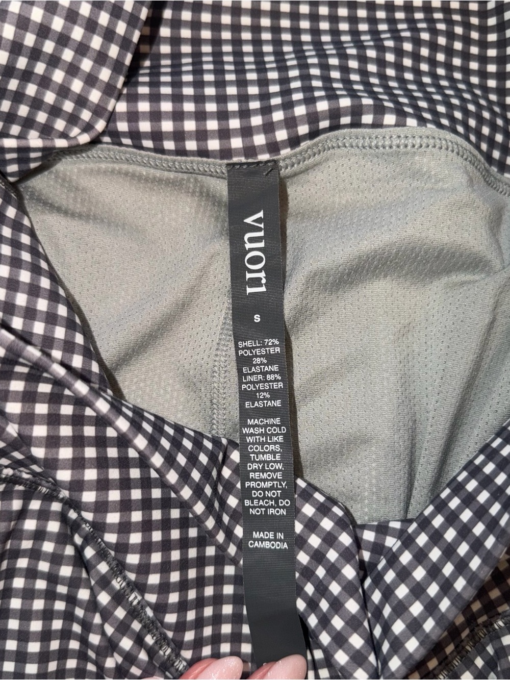 Vuori Volley Skirt Black and White Gingham attached shorts - Picture 3 of 3